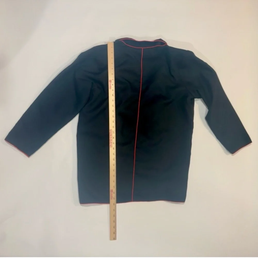 Vintage‎ Style Embroidered Jacket Boho Tribal Cropped Black Red Trim Women Small